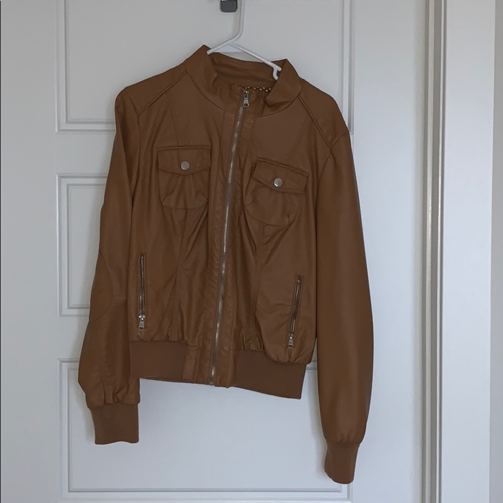 Brown Faux Leather Jacket